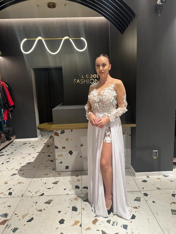 Rochie  Alb Erika DYA24 - imagine 7