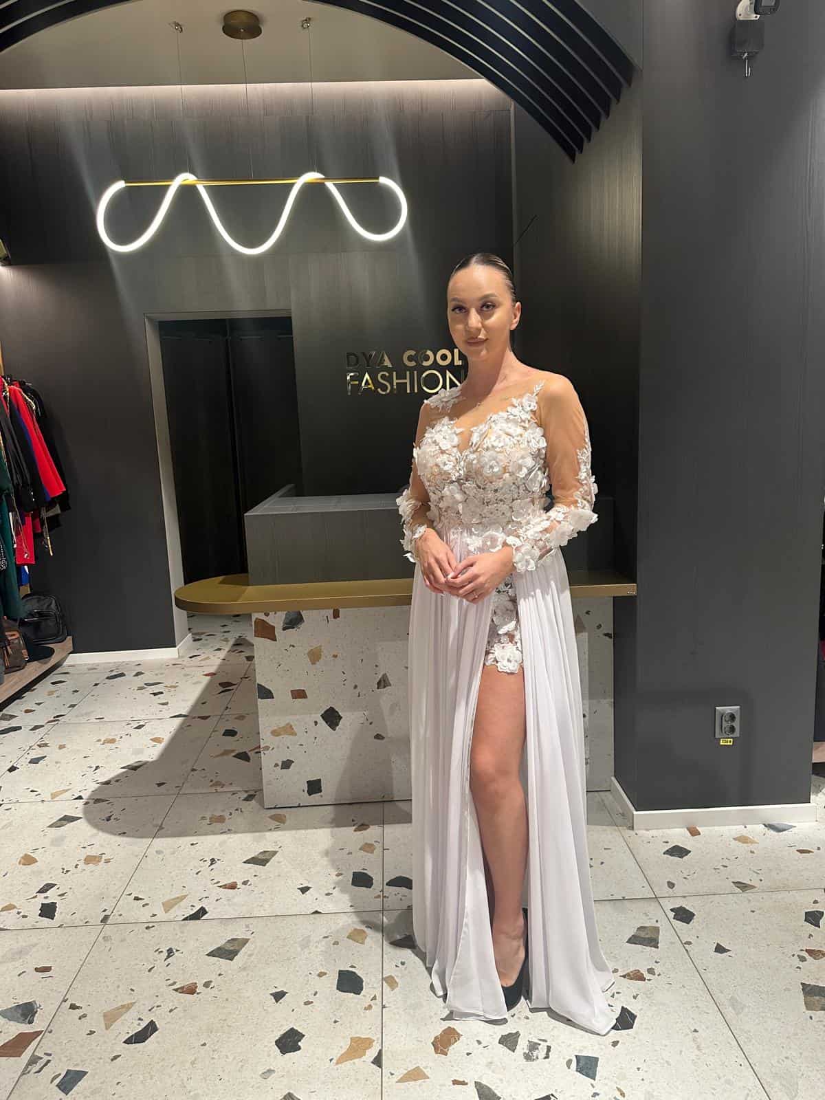 Rochie  Alb Erika DYA24 - imagine 7
