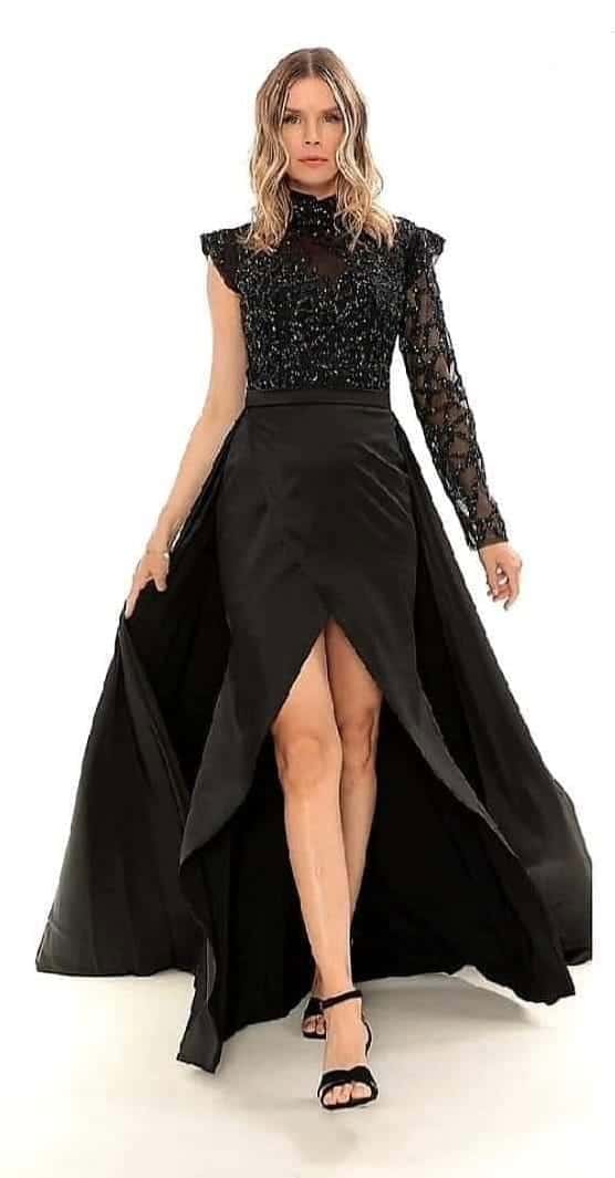 Rochie  Lunga cu o Mâneca Lux05