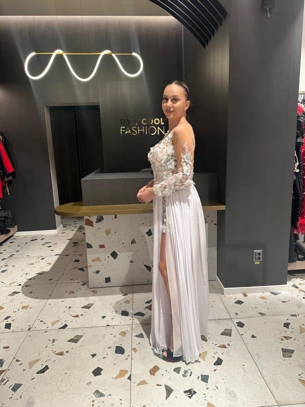 Rochie  Alb Erika DYA24 - imagine 8