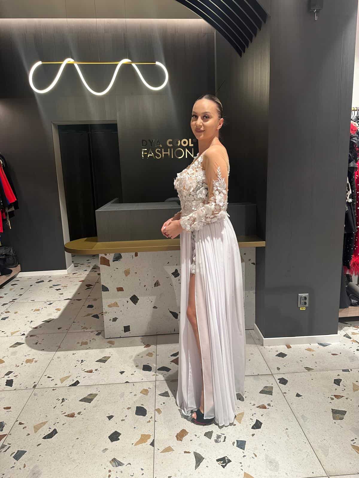 Rochie  Alb Erika DYA24 - imagine 8