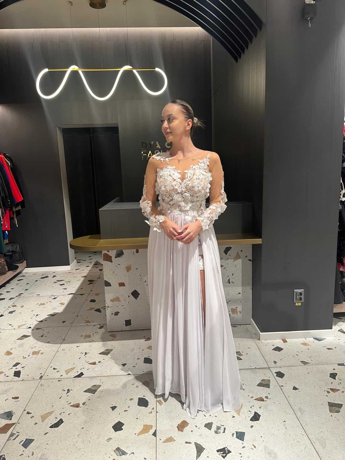Rochie  Alb Erika DYA24 - imagine 9