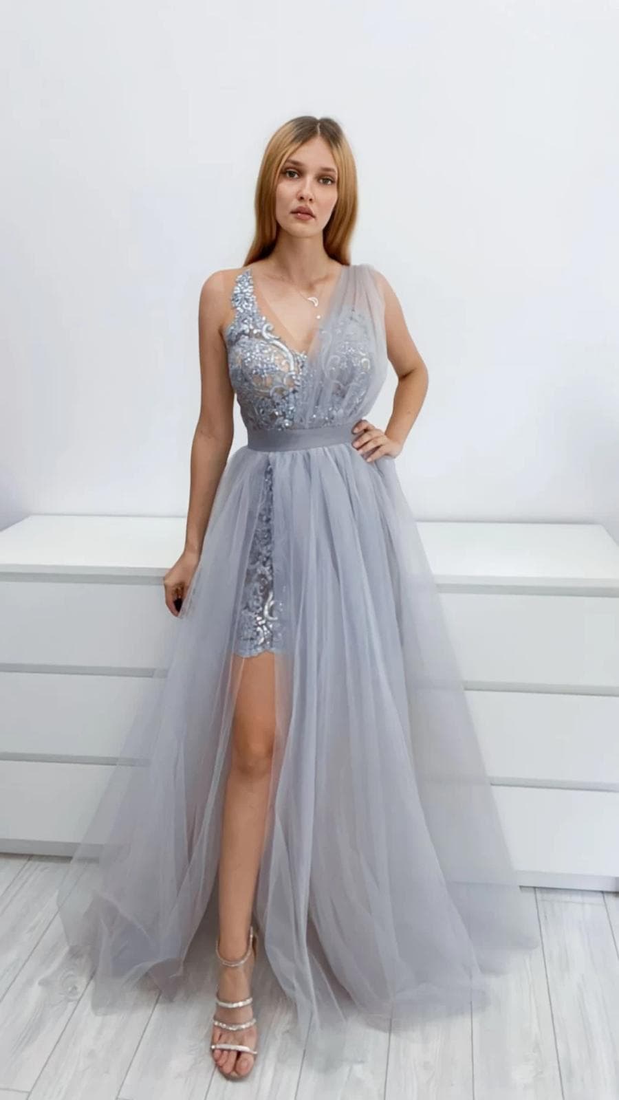 Rochie Tulle cu Broderie DYA29 - imagine 4