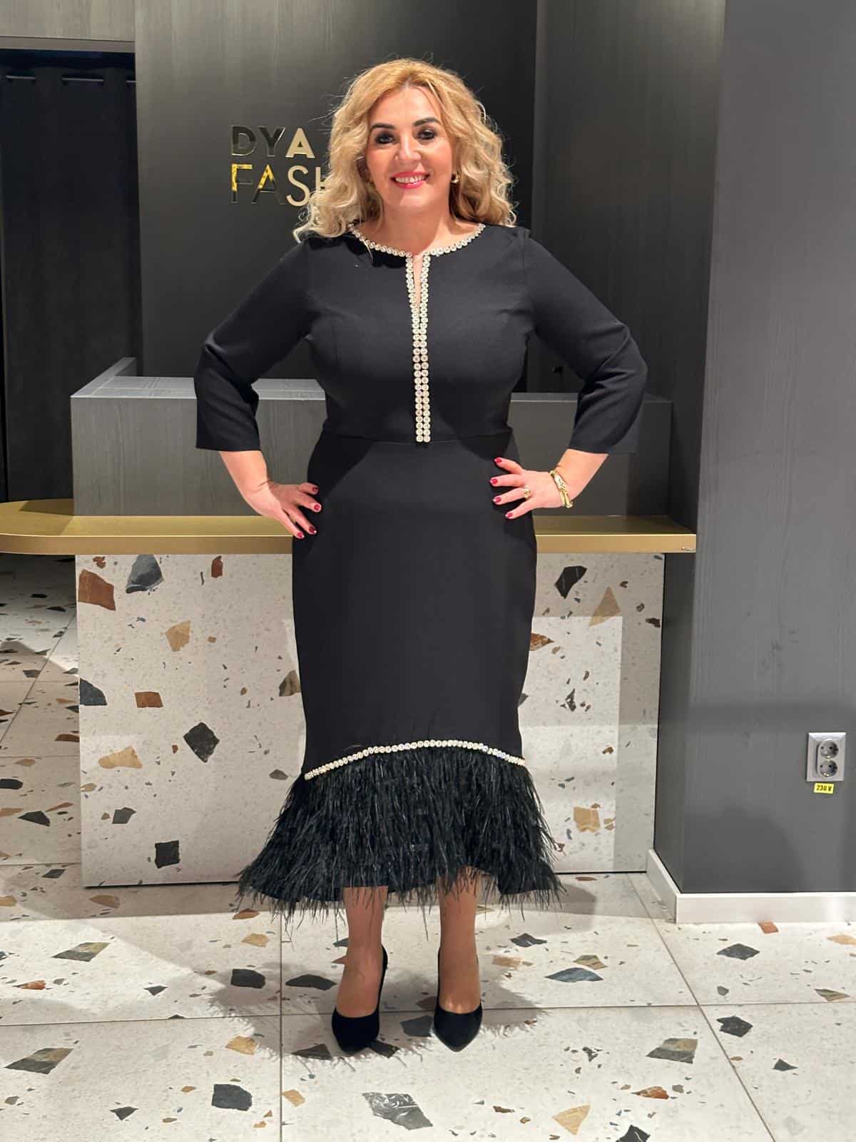 Rochie cu Pene si Cristale Negru si Verde DYA335 - imagine 5