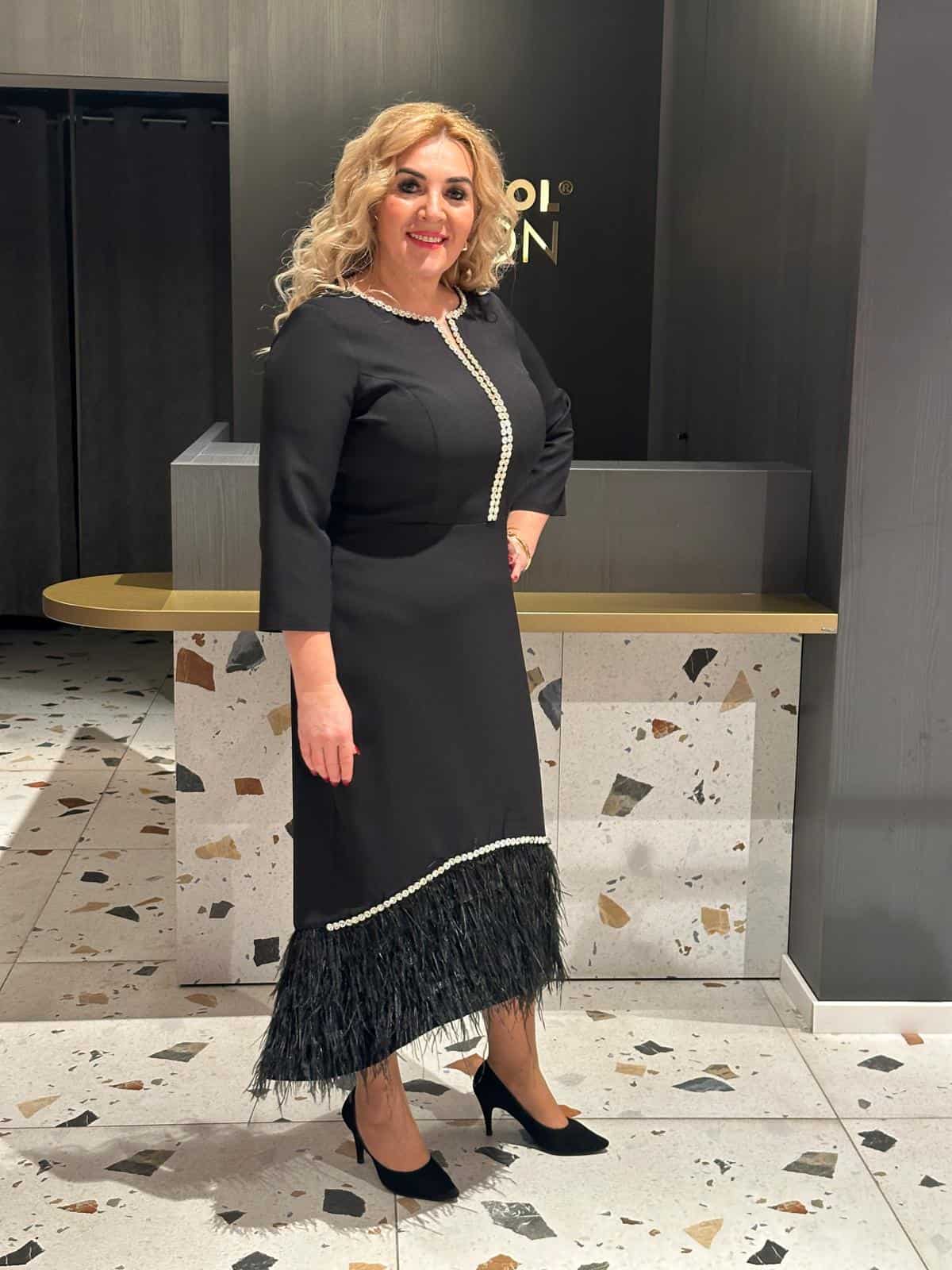 Rochie cu Pene si Cristale Negru si Verde DYA335 - imagine 6