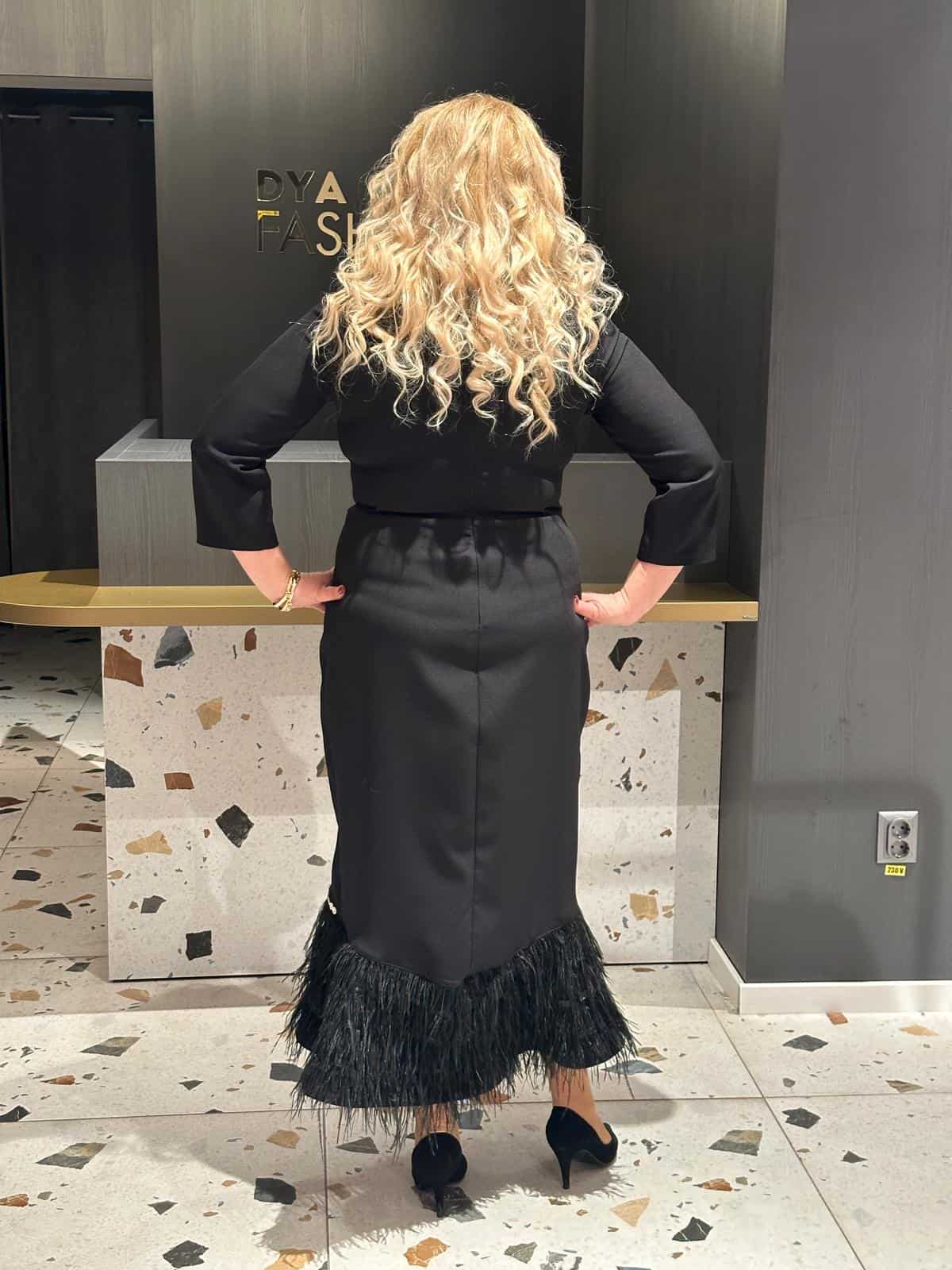 Rochie cu Pene si Cristale Negru si Verde DYA335 - imagine 7