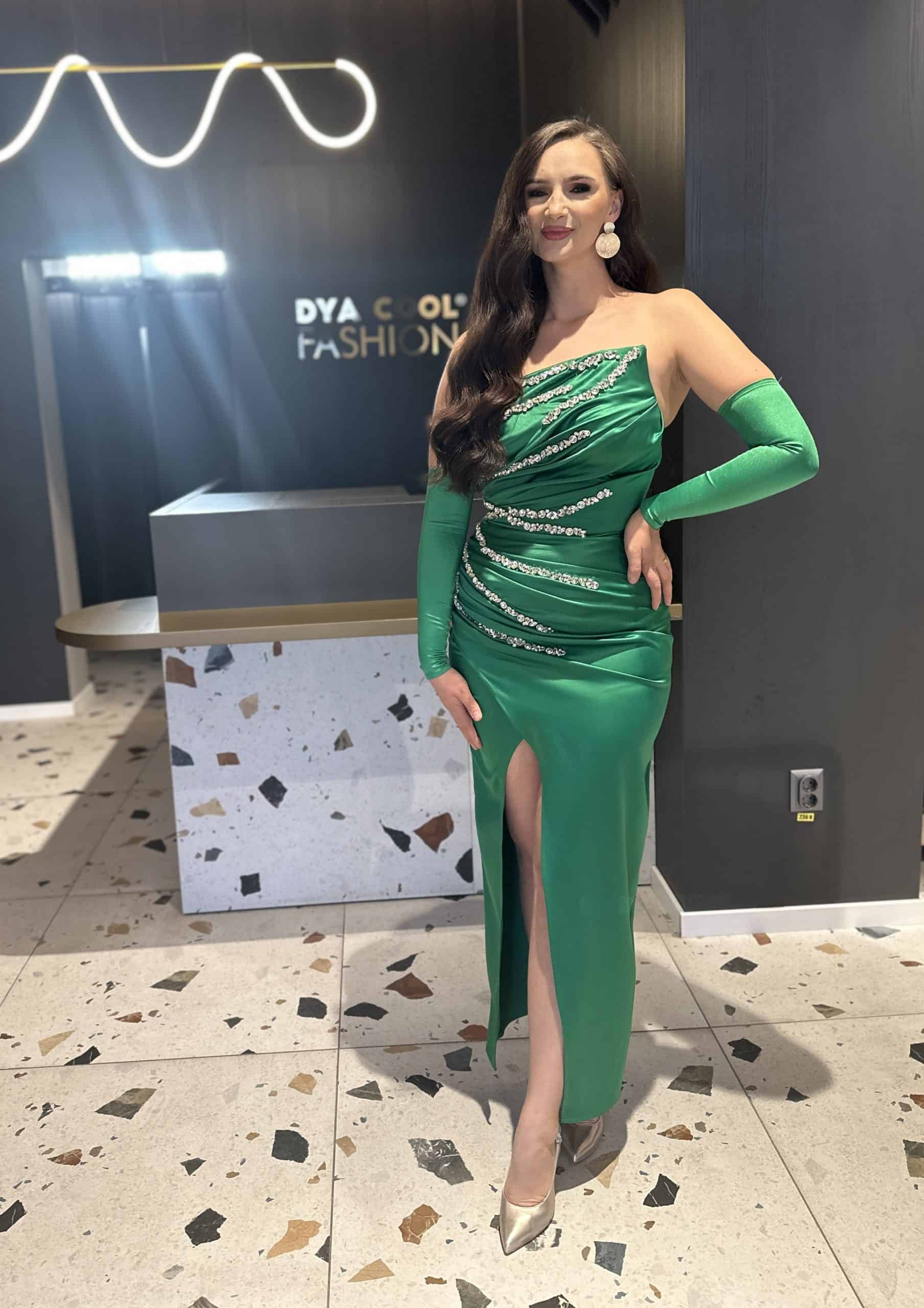 Rochie Satin Cu Cristale  DYA312 - imagine 3