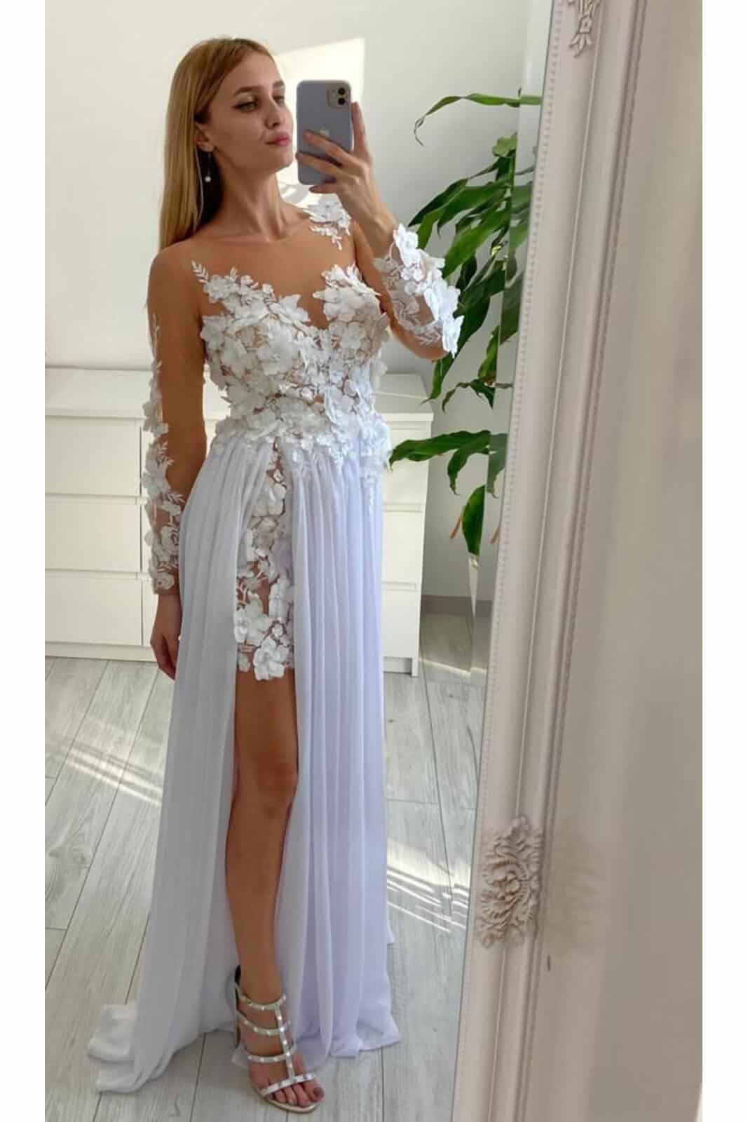 Rochie  Alb Erika DYA24 - imagine 5