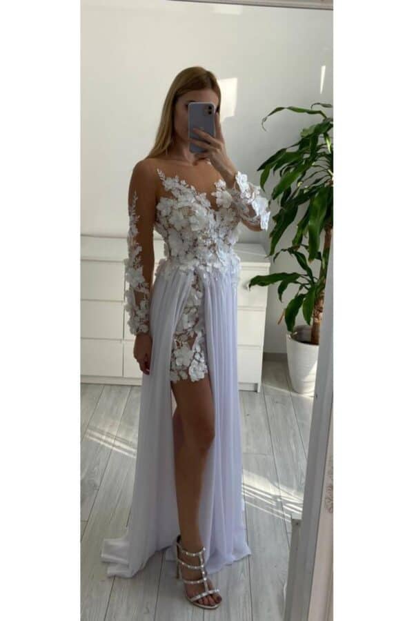 Rochie  Alb Erika DYA24 - imagine 2