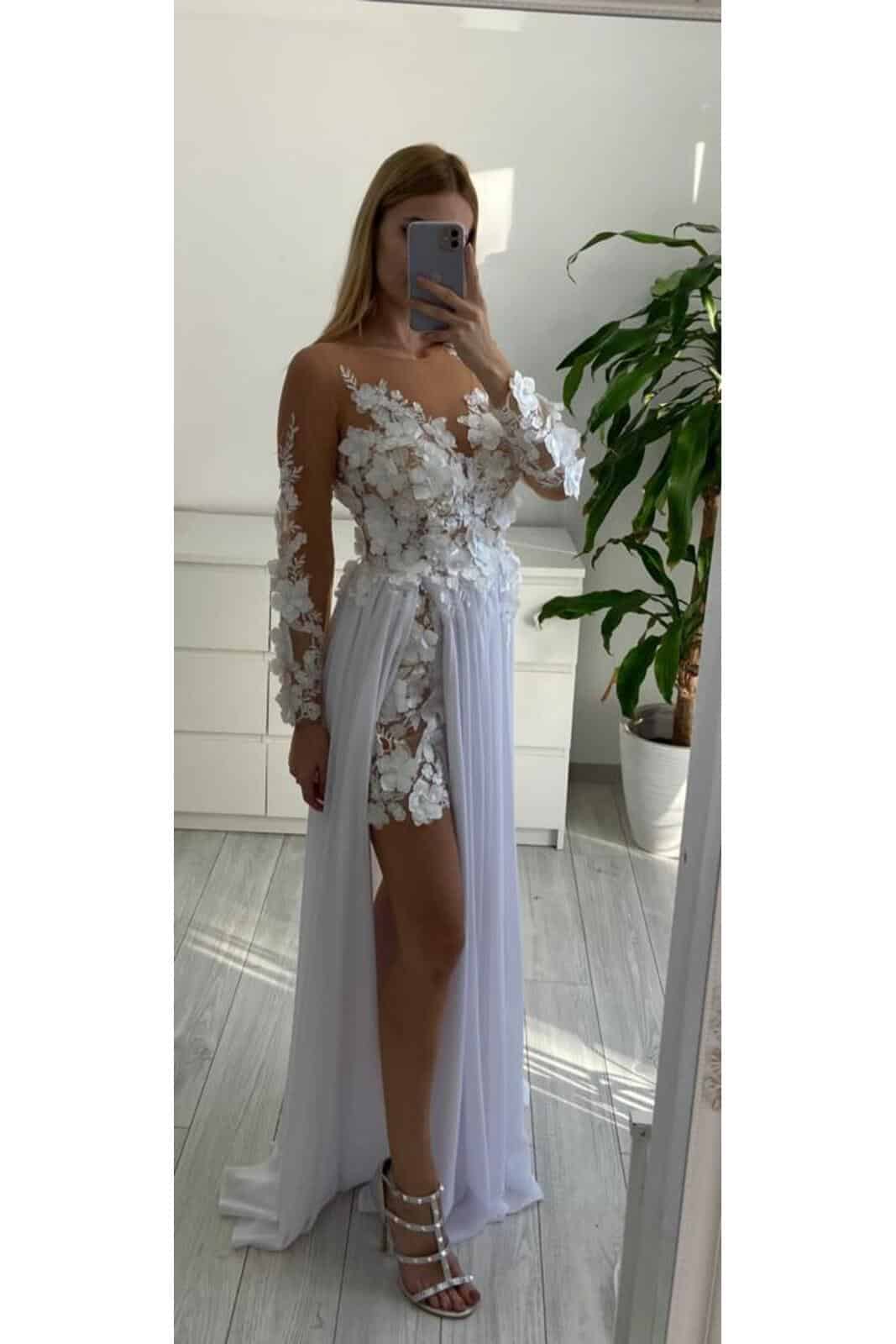Rochie  Alb Erika DYA24 - imagine 2