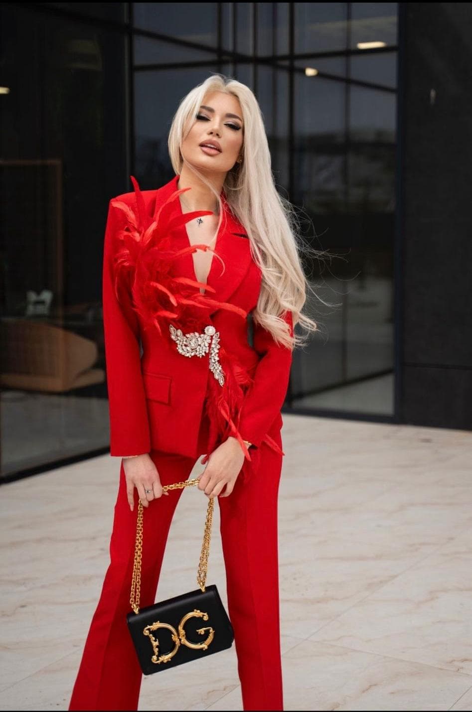 Costum Compleu cu Pantalon si Pene DYA11 - imagine 7