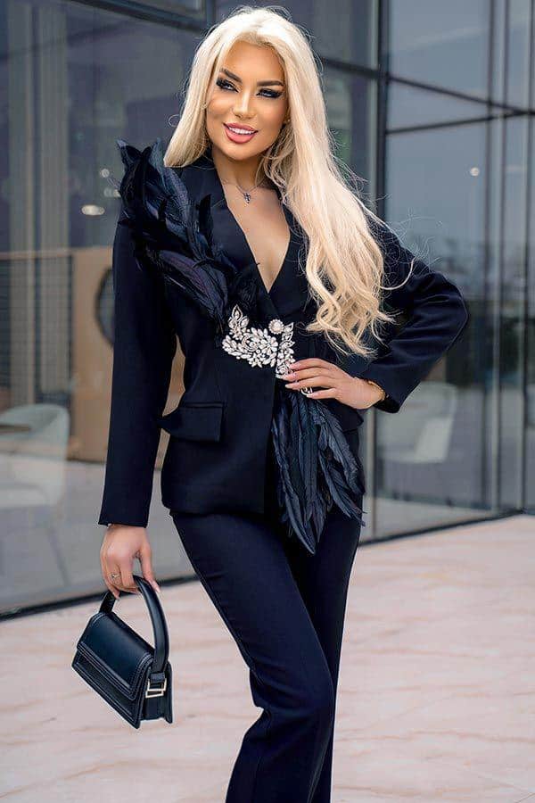 Costum Compleu cu Pantalon si Pene DYA11 - imagine 2