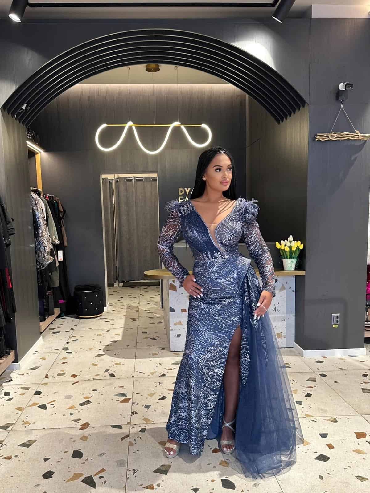 Rochie Albastru cu Argintiu DYA13