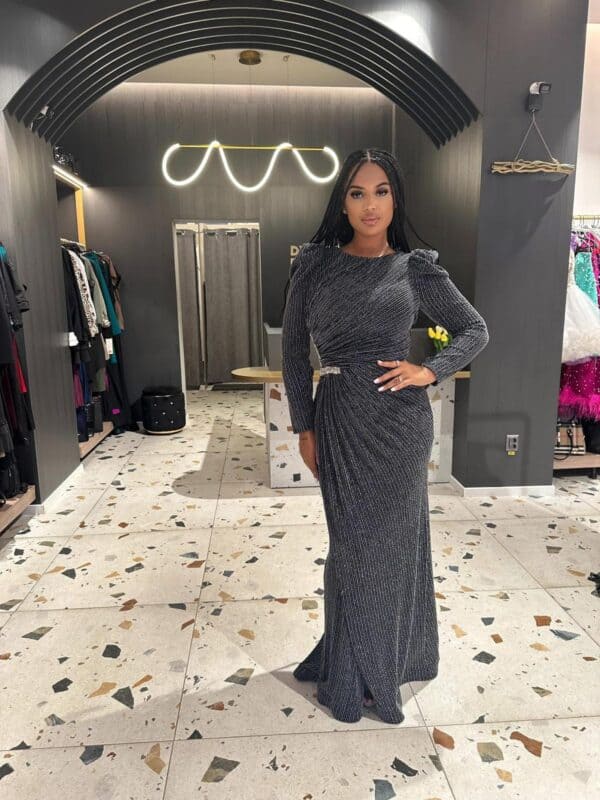Rochie Gri cu Argintiu Elastica DYA14
