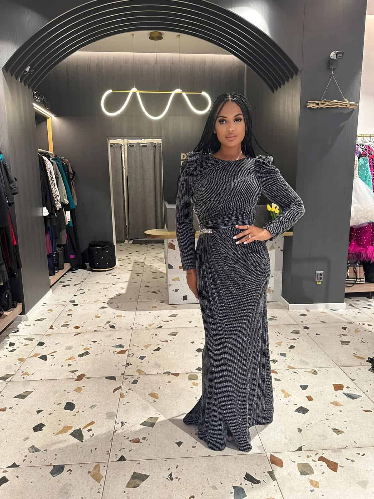 Rochie Gri cu Argintiu Elastica DYA14