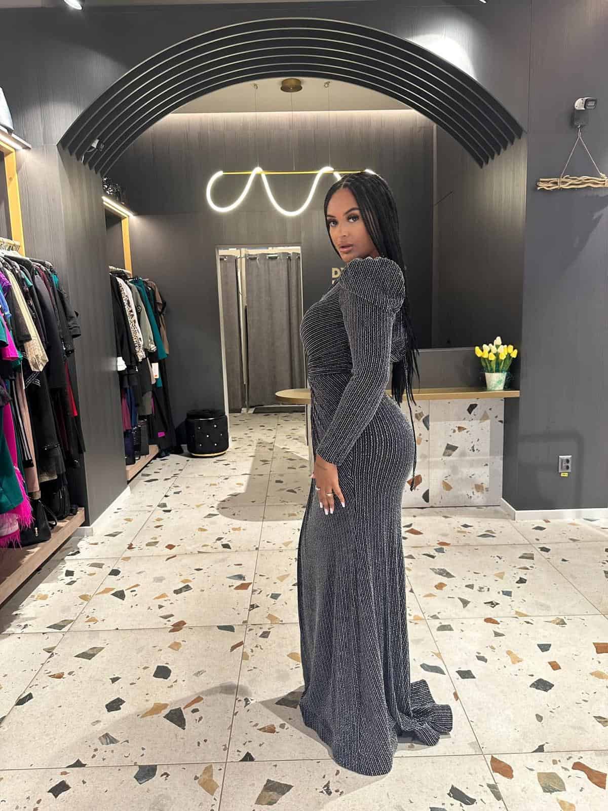 Rochie Gri cu Argintiu Elastica DYA14 - imagine 2