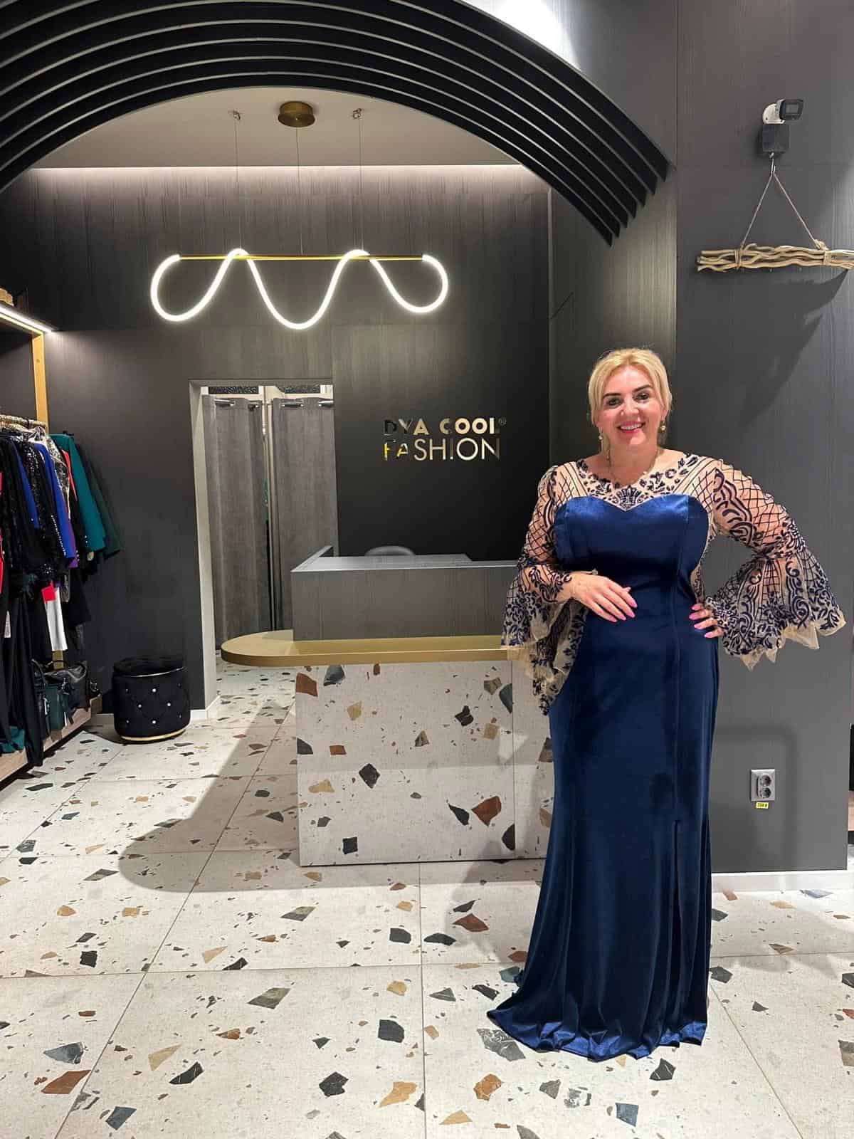 Rochie Catifea Albastru DYA16 - imagine 2