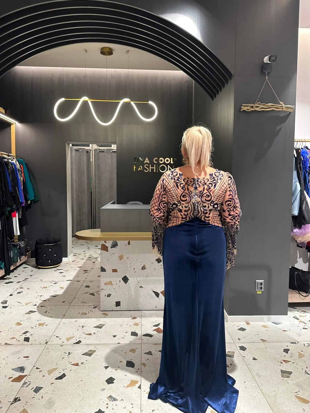 Rochie Catifea Albastru DYA16 - imagine 4