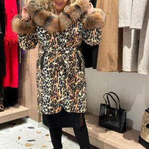 Geaca Animal Print cu Blana Naturala de Vulpe DYA18