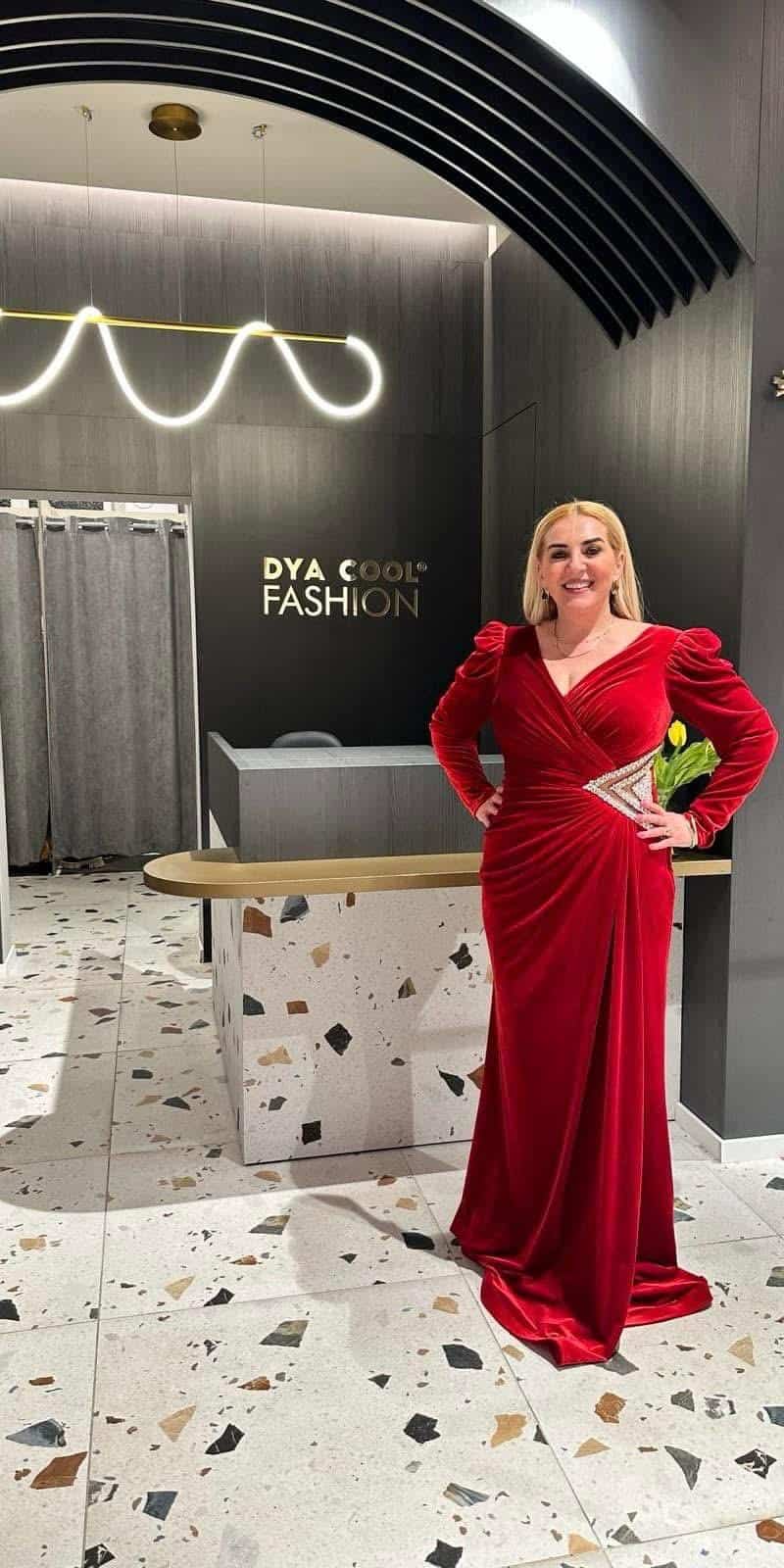 Rochie Catifea Maneca DYA27 - imagine 3
