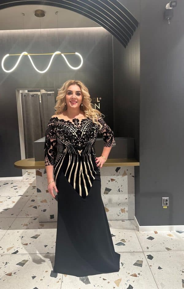 Rochie Negru-Bej Lux DYA313 - imagine 2