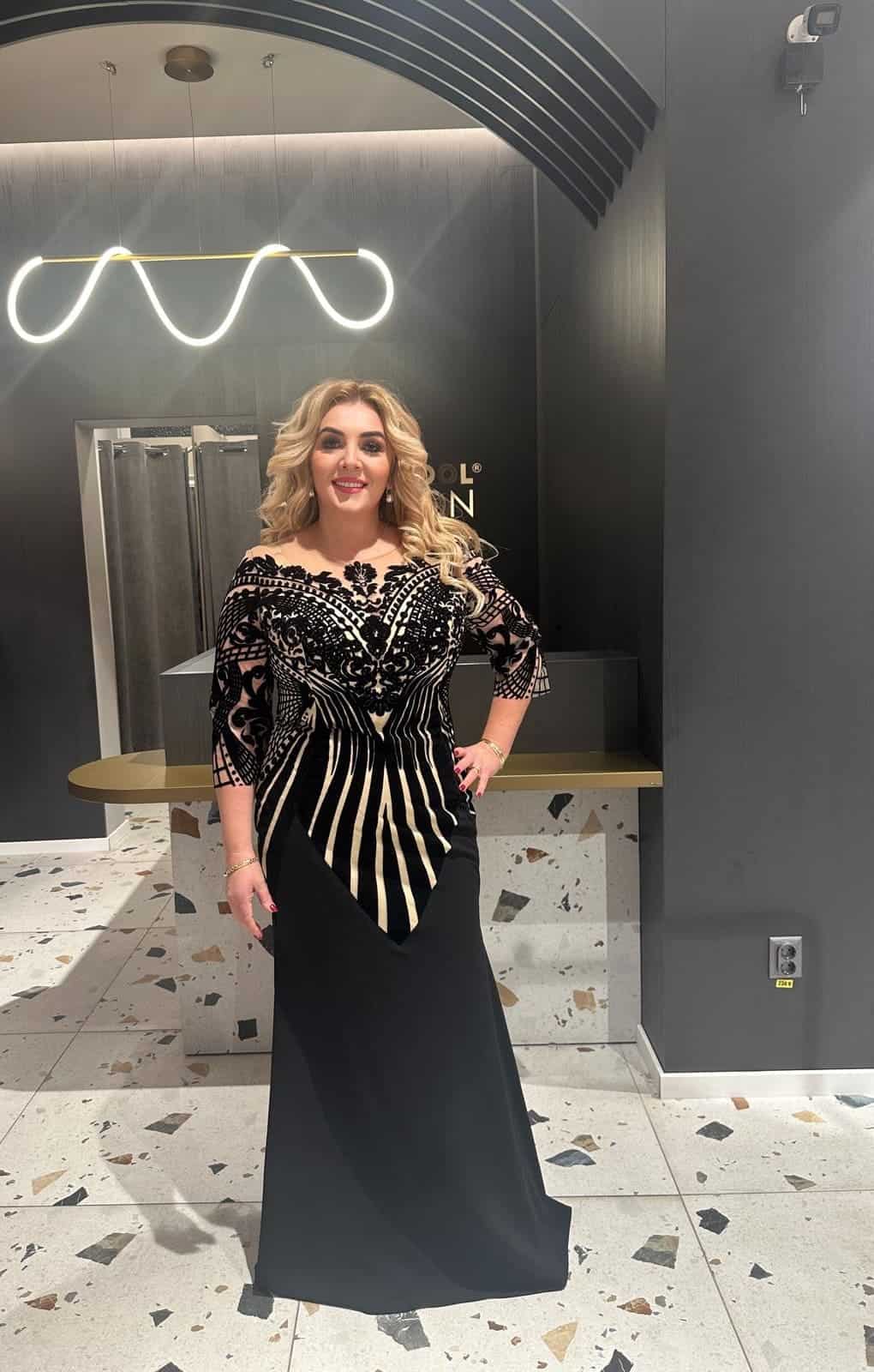Rochie Negru-Bej Lux DYA313 - imagine 2