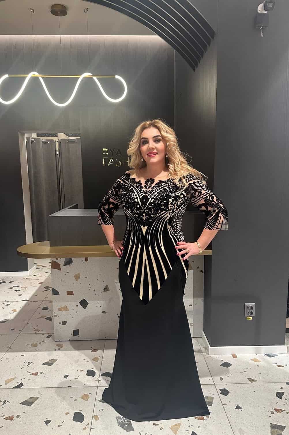 Rochie Negru-Bej Lux DYA313 - imagine 4