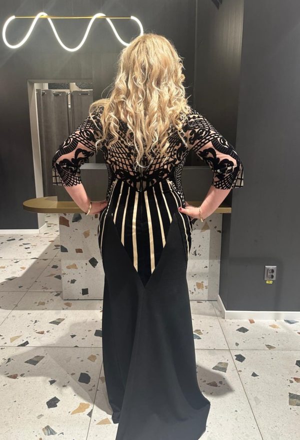 Rochie Negru-Bej Lux DYA313 - imagine 5