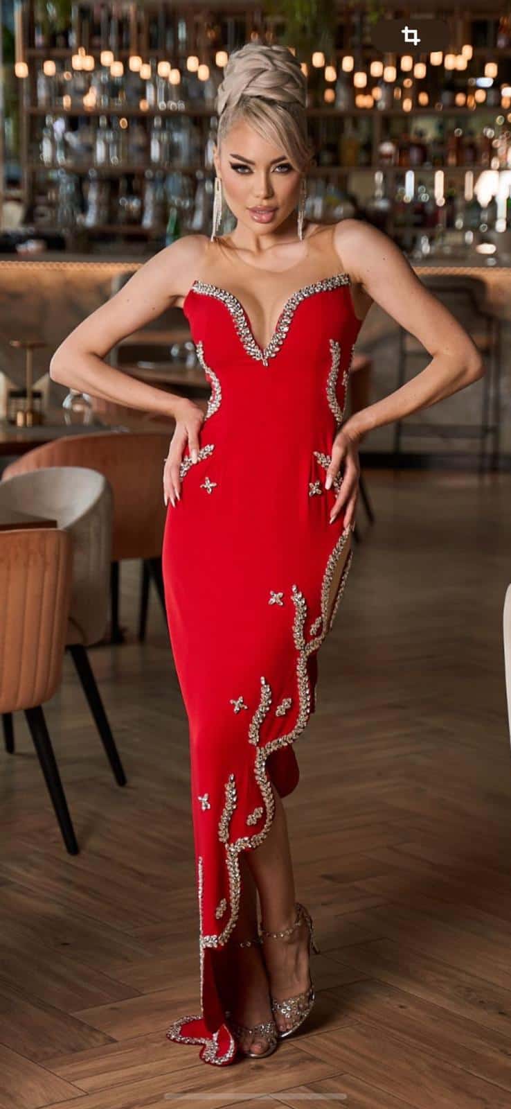 Rochie Lunga cu Cristale DYA352