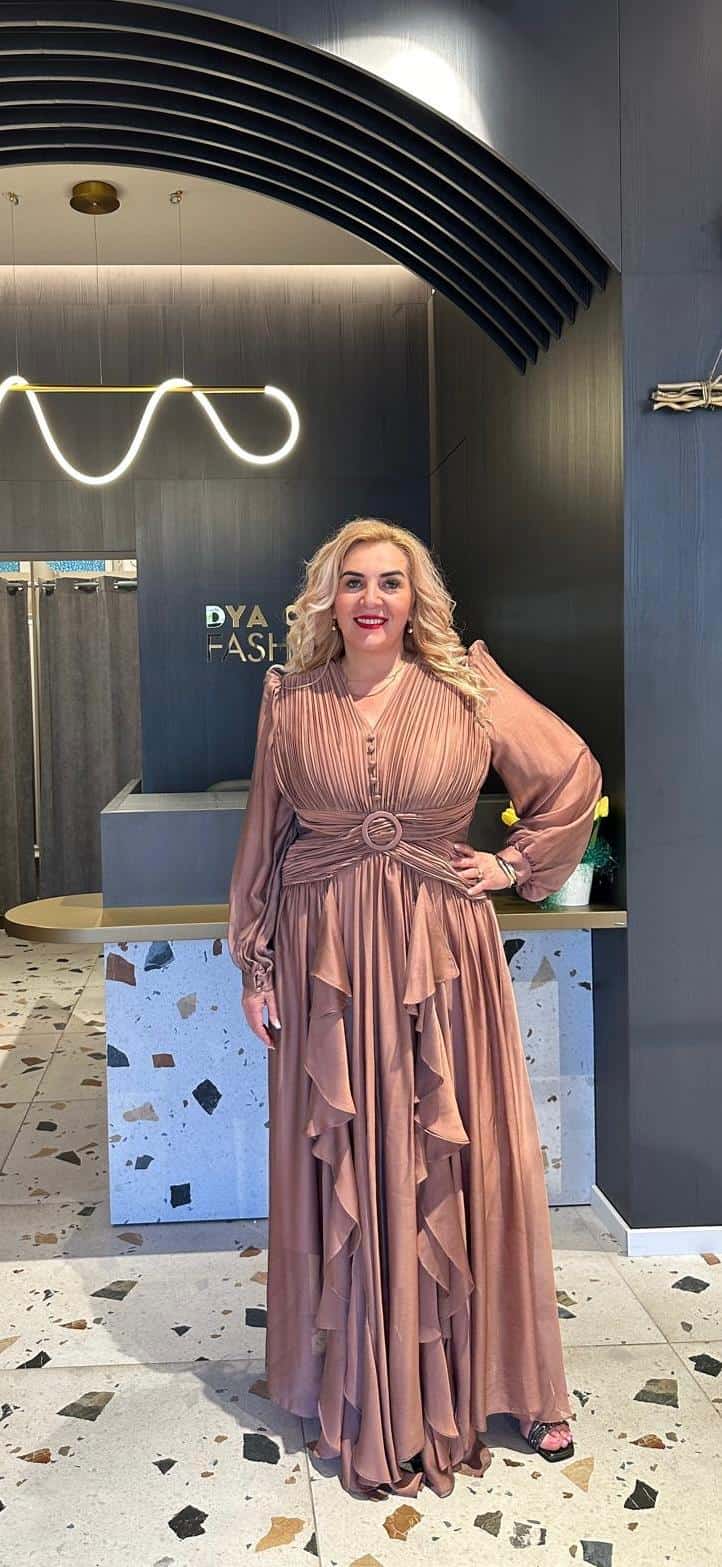 Rochie Lunga cu Maneci DYA348 - imagine 3