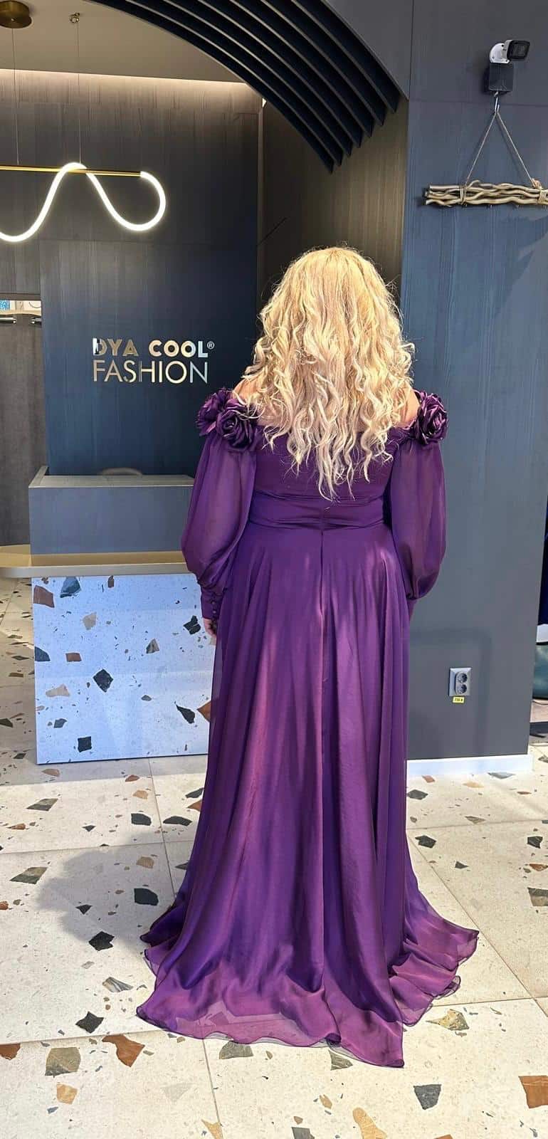 Rochie Lunga Cu maneci Bufante DYA347 - imagine 5