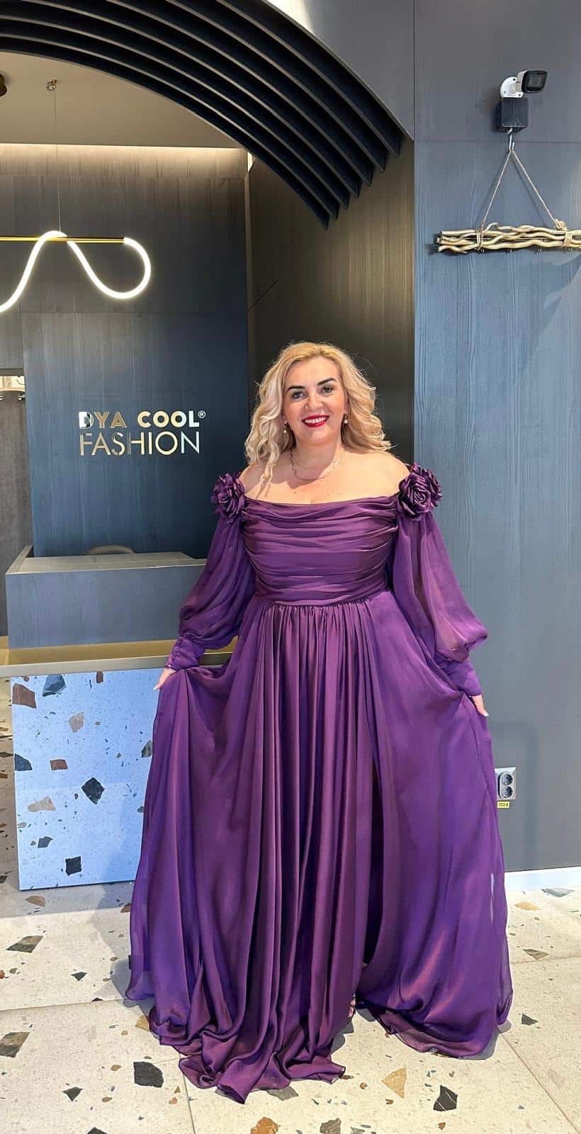 Rochie Lunga Cu maneci Bufante DYA347 - imagine 4