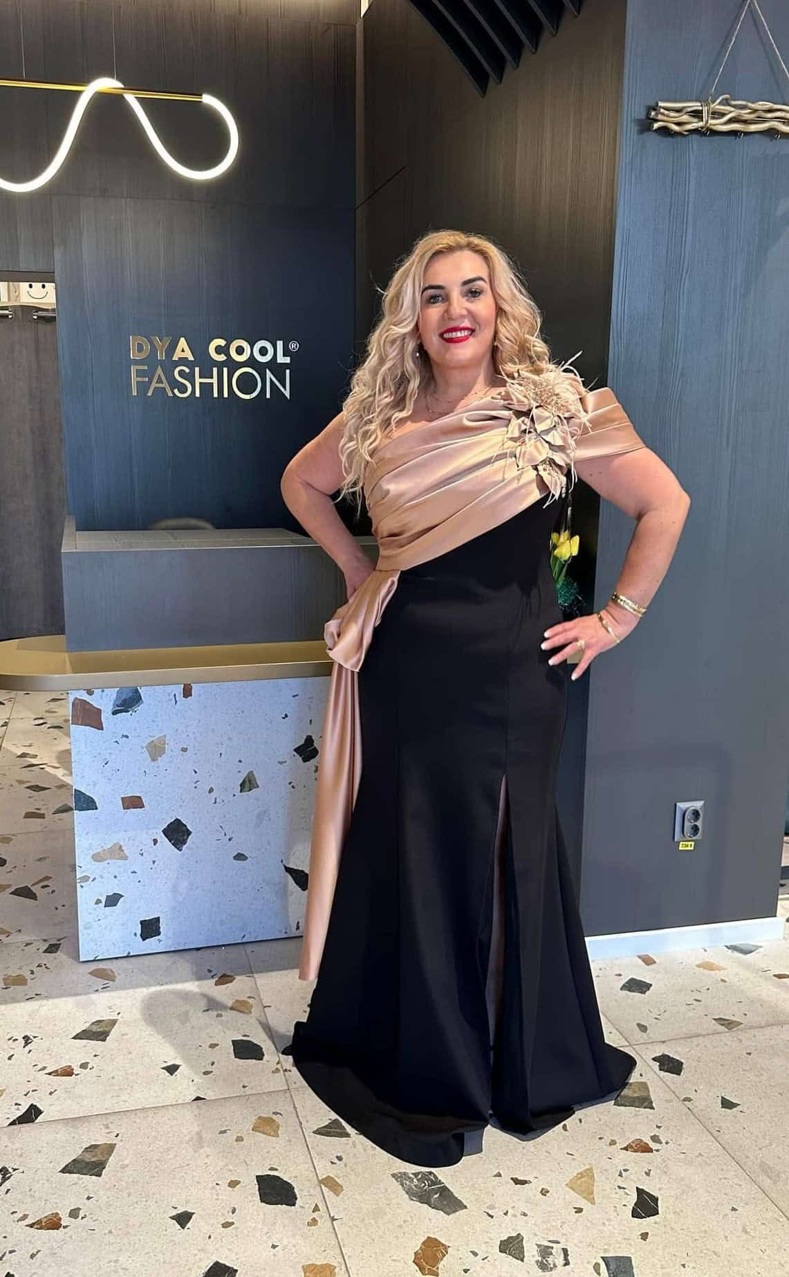 Rochie Lunga Lux Negru/Cupru DYA370