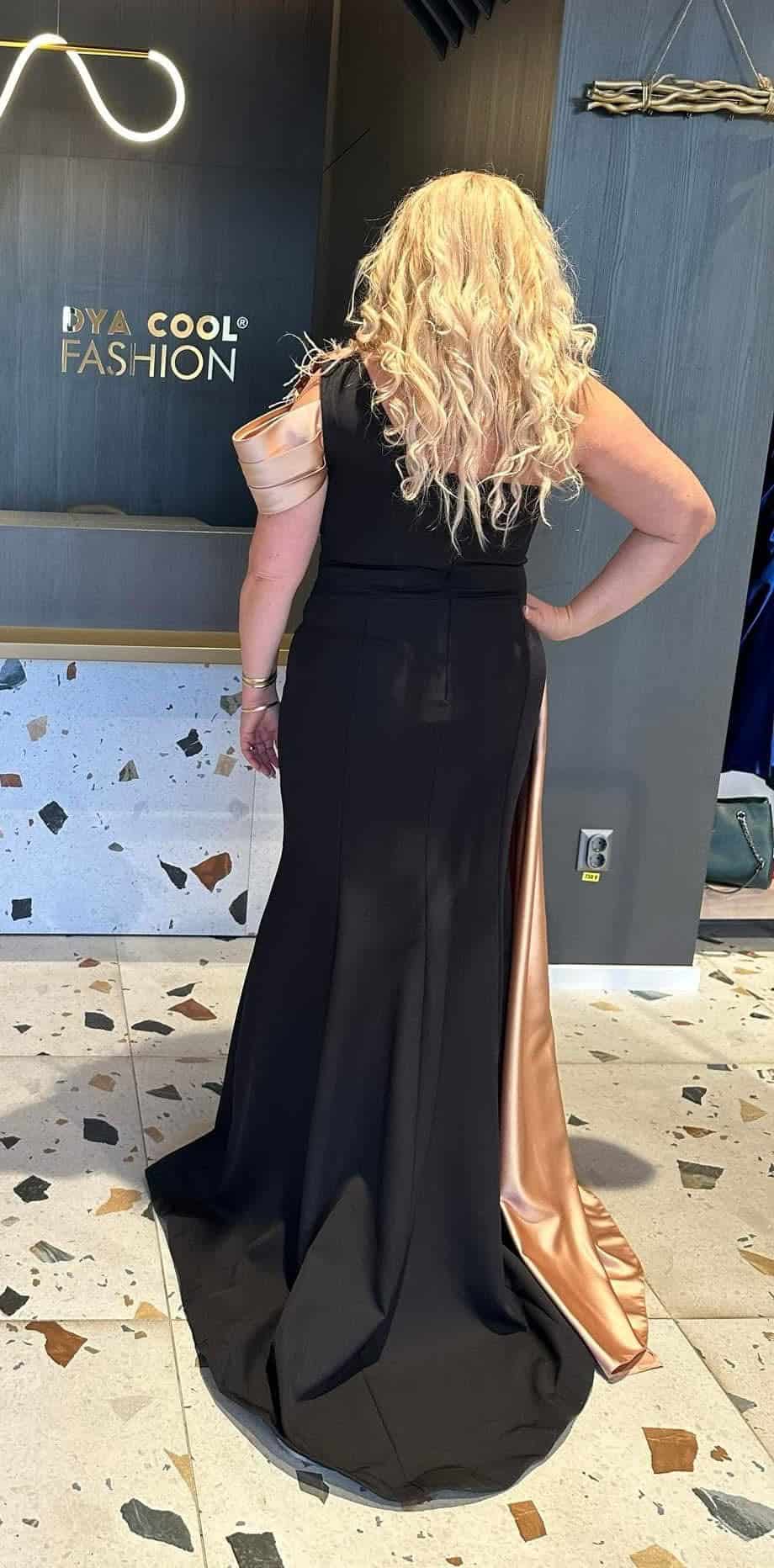 Rochie Lunga Lux Negru/Cupru DYA370 - imagine 5