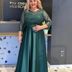 Rochie Lunga Verde Tafta DYA371