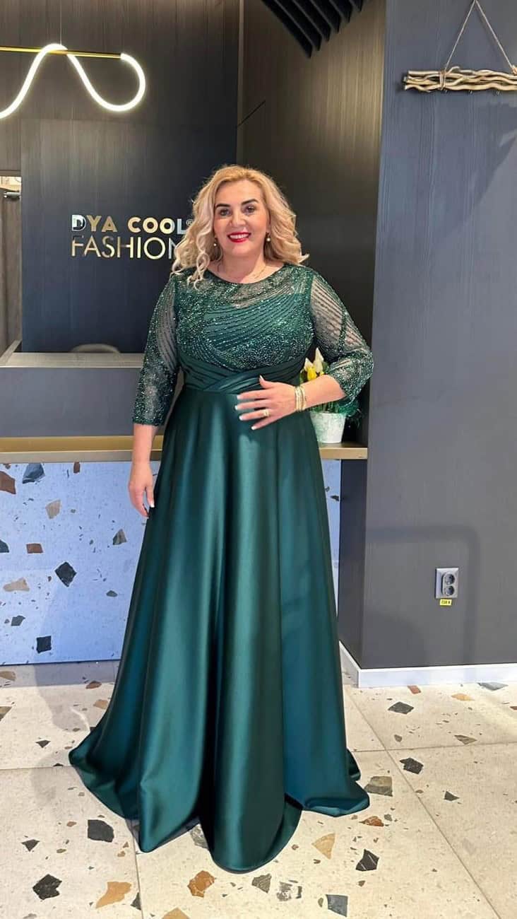 Rochie Lunga Verde Tafta DYA371