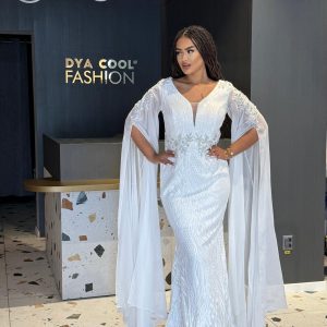 Rochie Lunga Alba Vaporoasa DYA363