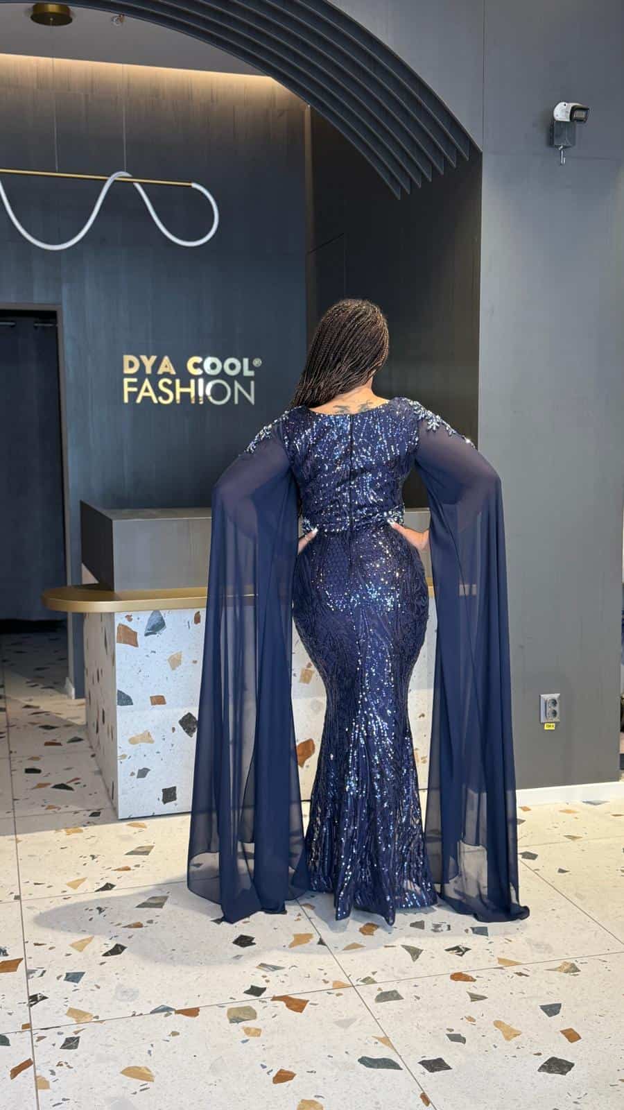 Rochie Lunga cu Maneca de Voal DYA360 - imagine 7