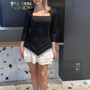 Rochie Scurta Negru-Alb DYA389
