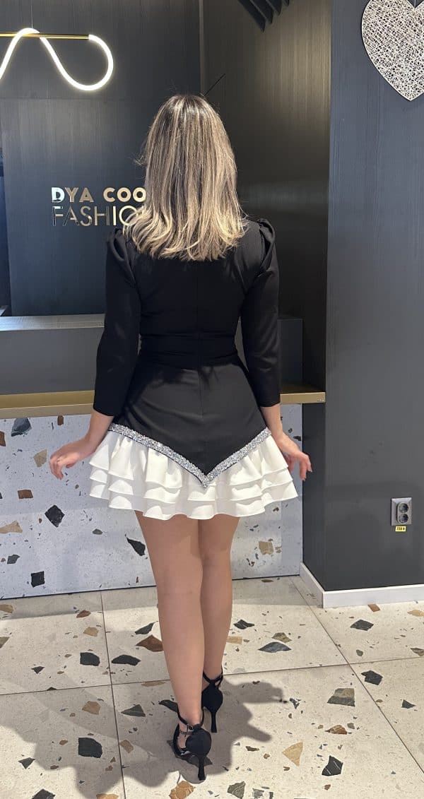 Rochie Scurta Negru-Alb DYA389 - imagine 5