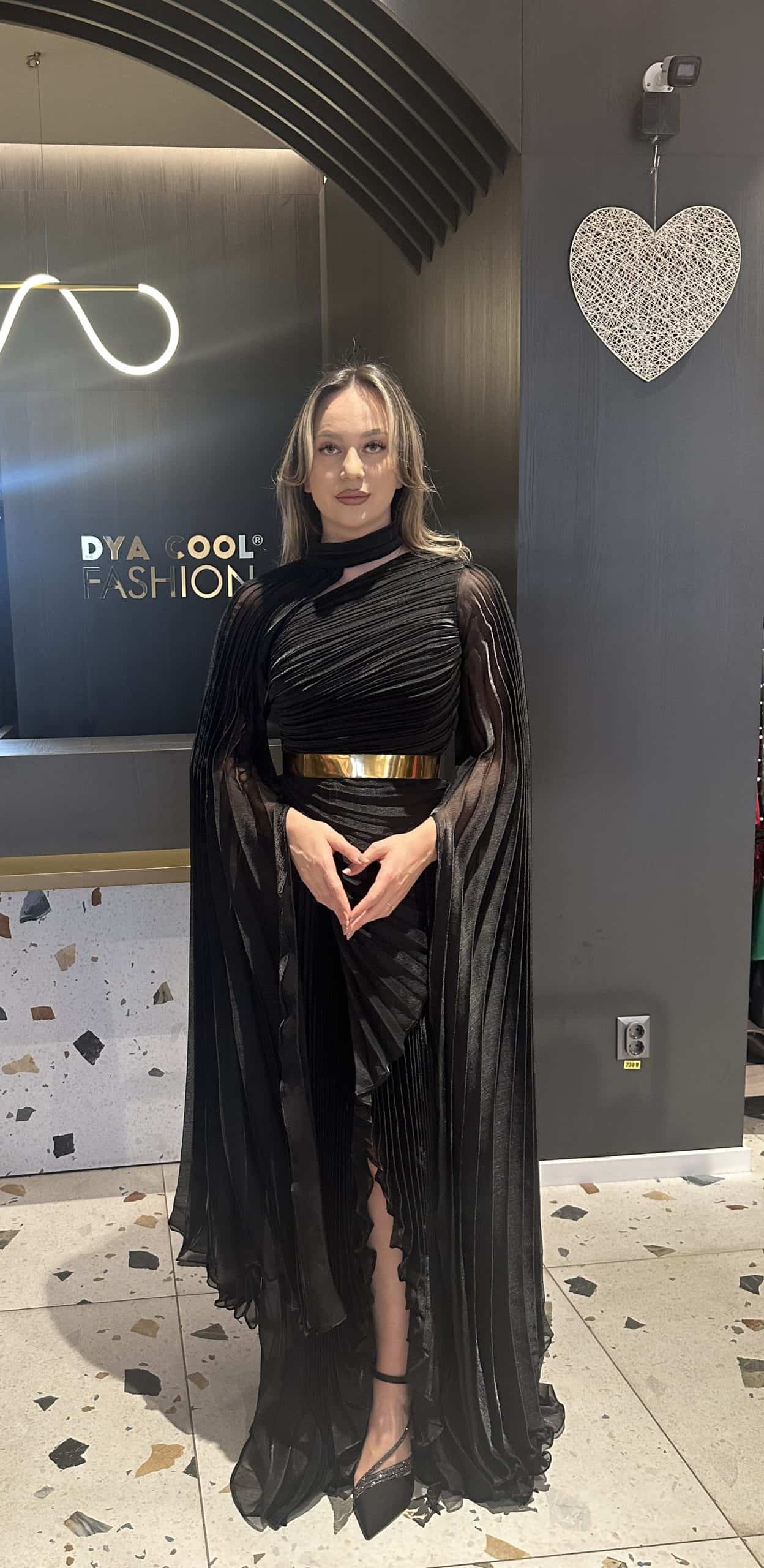 Rochie Lunga  cu Pliuri DYA398 - imagine 3