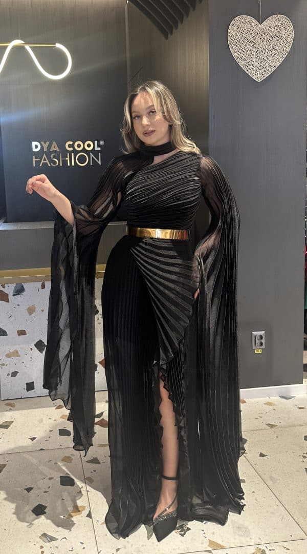 Rochie Lunga  cu Pliuri DYA398 - imagine 6