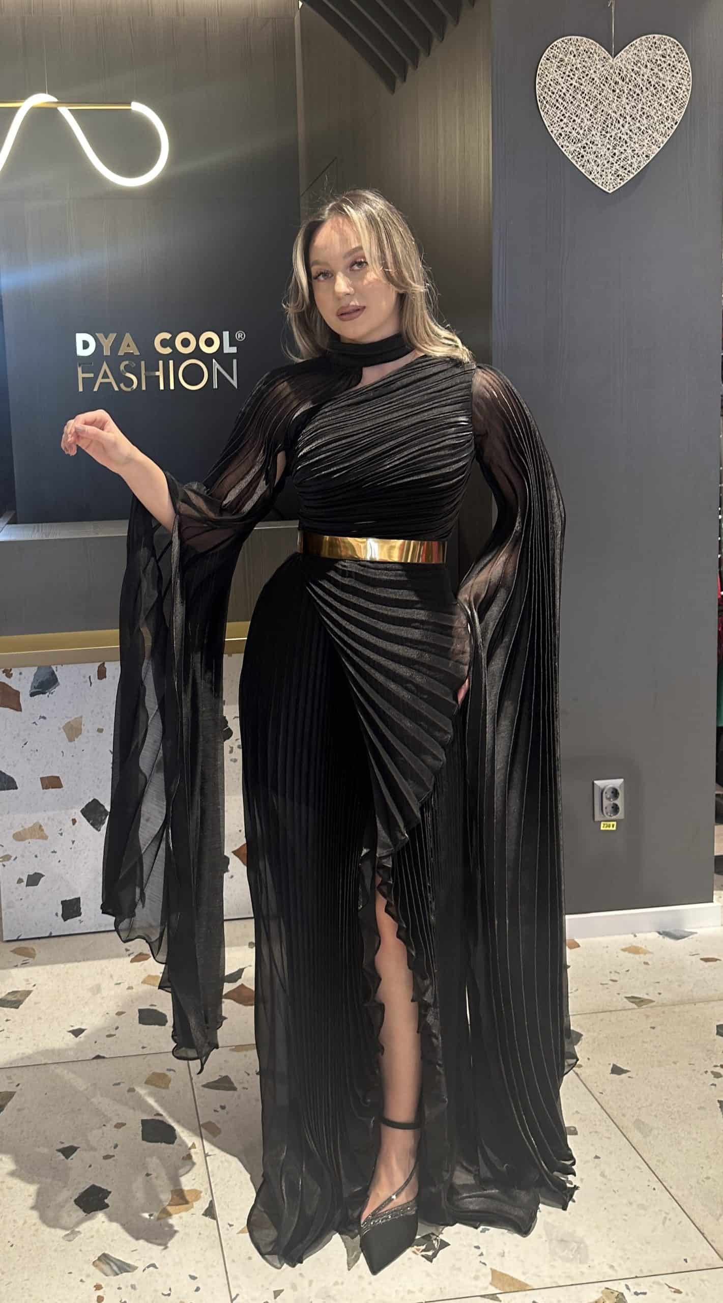 Rochie Lunga  cu Pliuri DYA398 - imagine 6