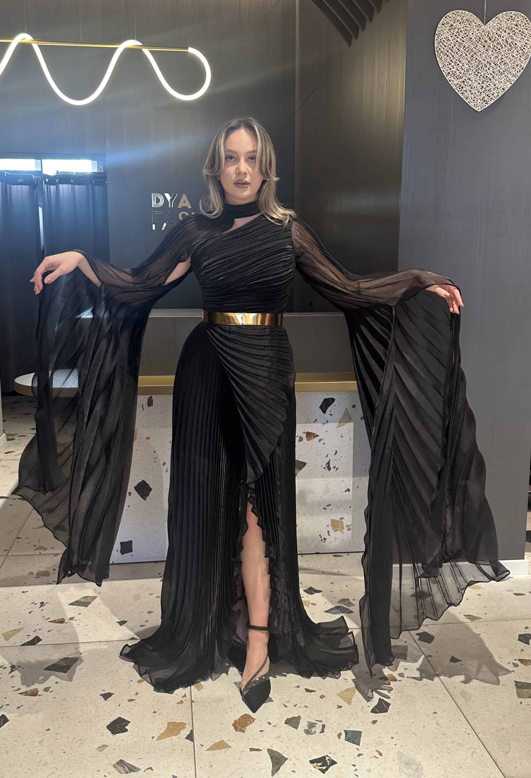 Rochie Lunga  cu Pliuri DYA398 - imagine 5