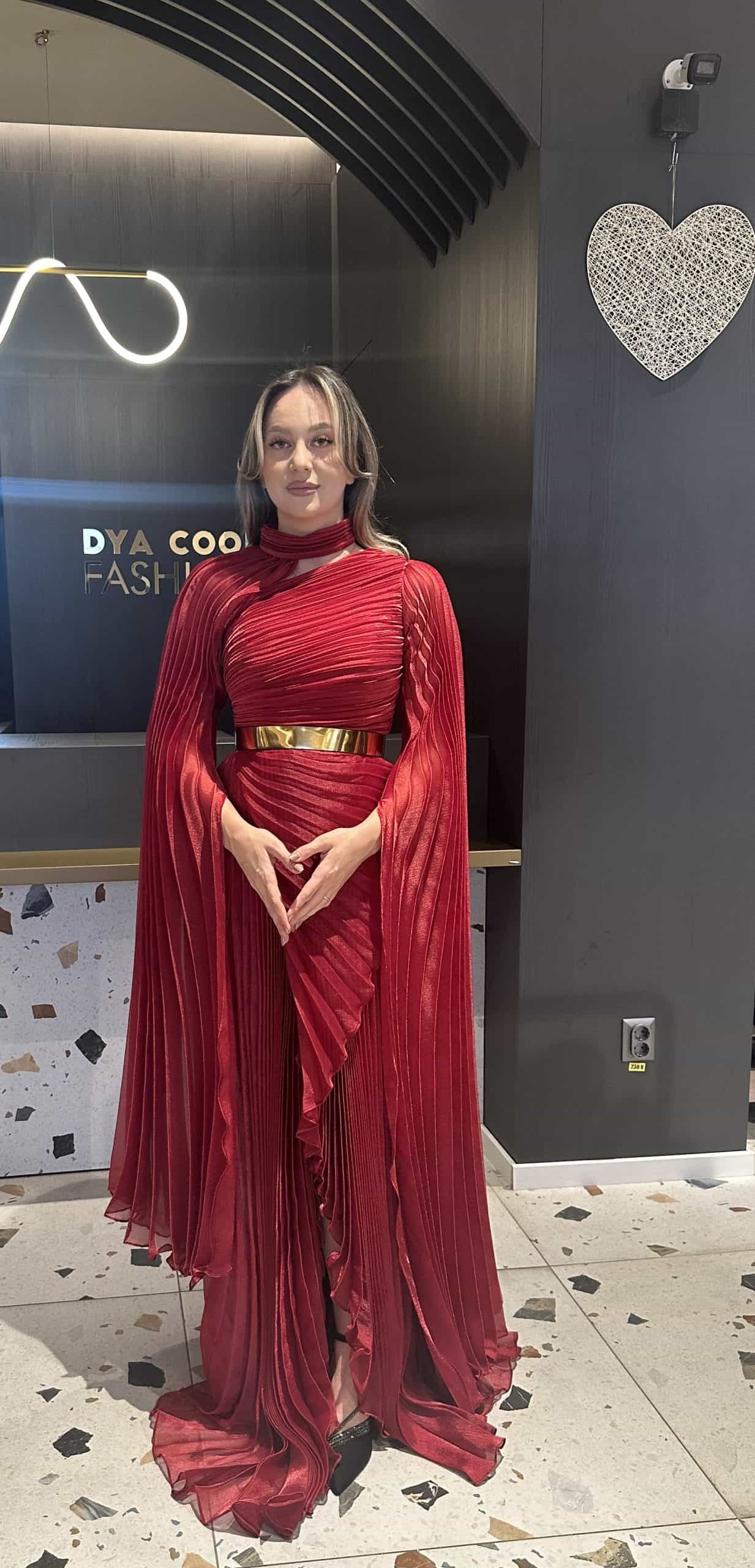 Rochie Lunga  cu Pliuri DYA398 - imagine 2