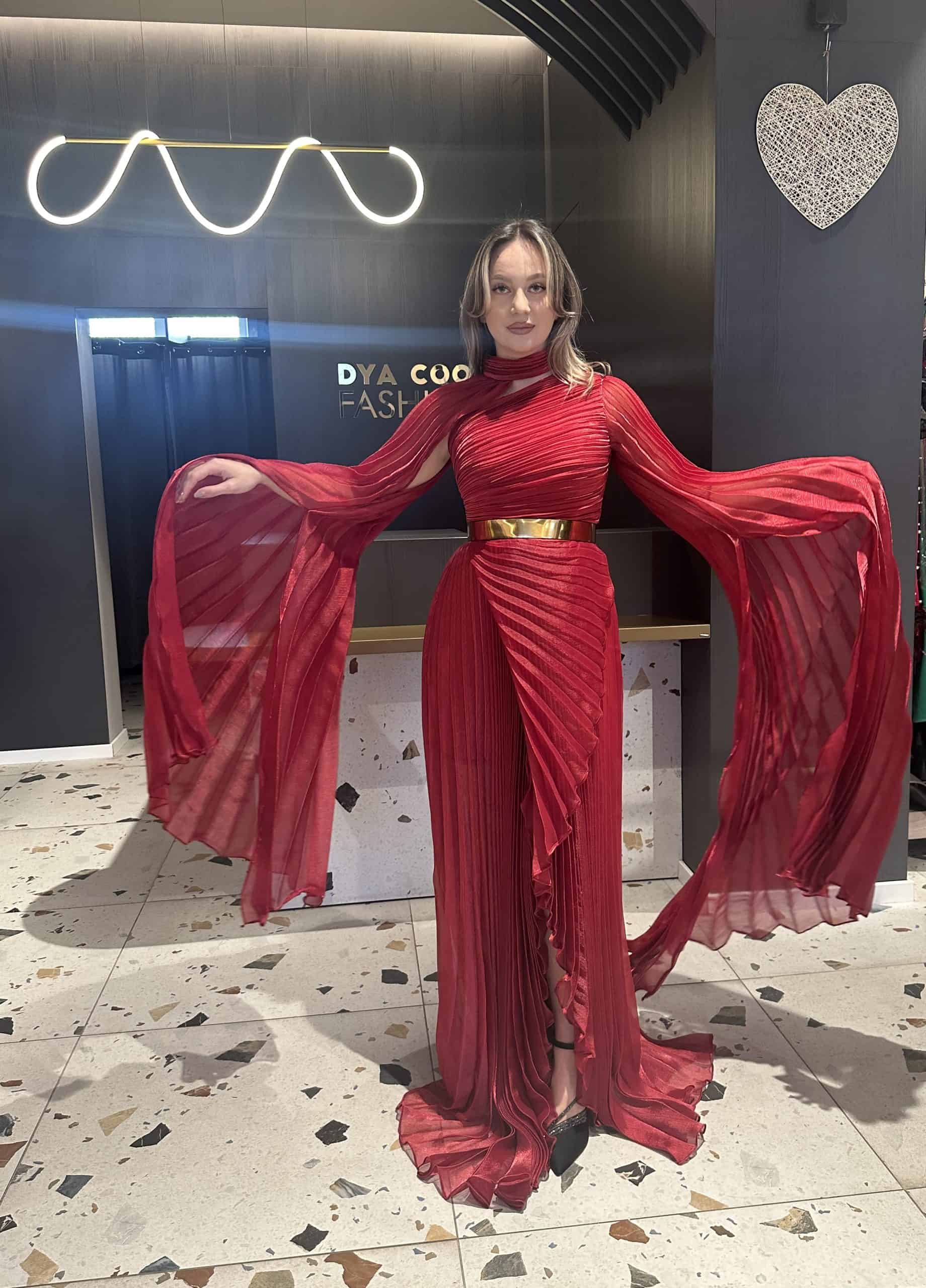 Rochie Lunga  cu Pliuri DYA398 - imagine 4