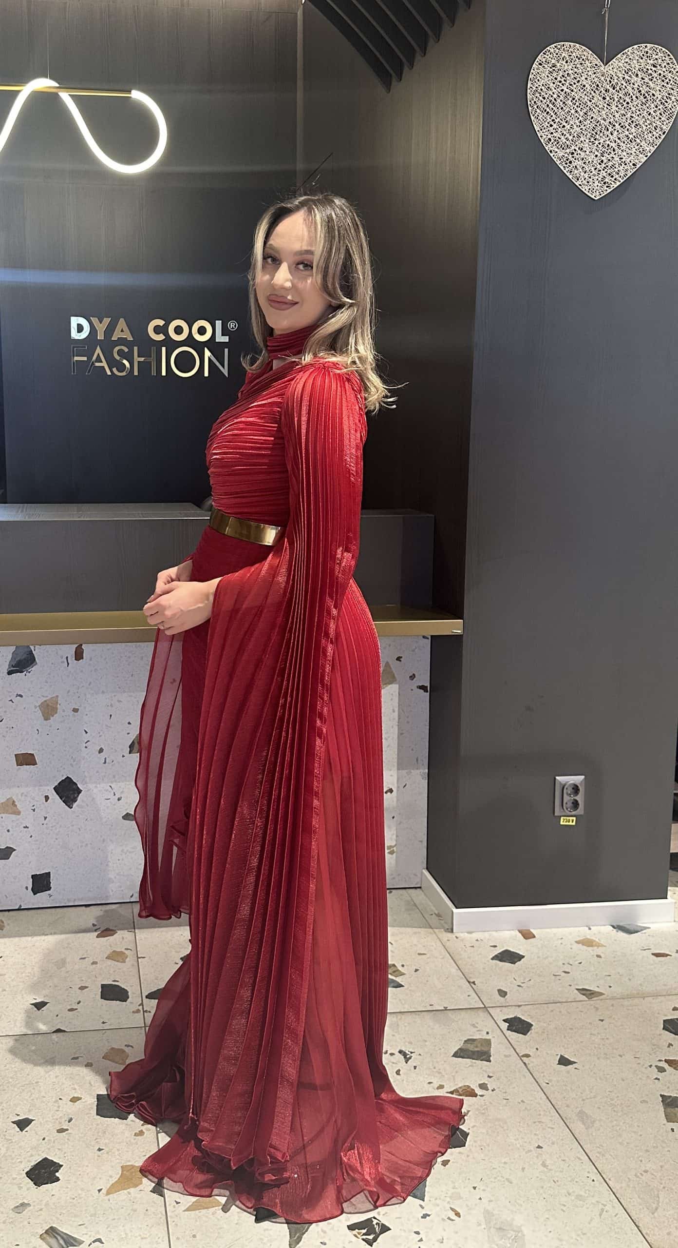 Rochie Lunga  cu Pliuri DYA398 - imagine 7