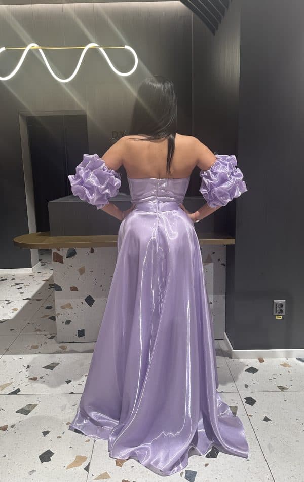 Rochie Princess Mov Maneca Detasabile DYA412 - imagine 5