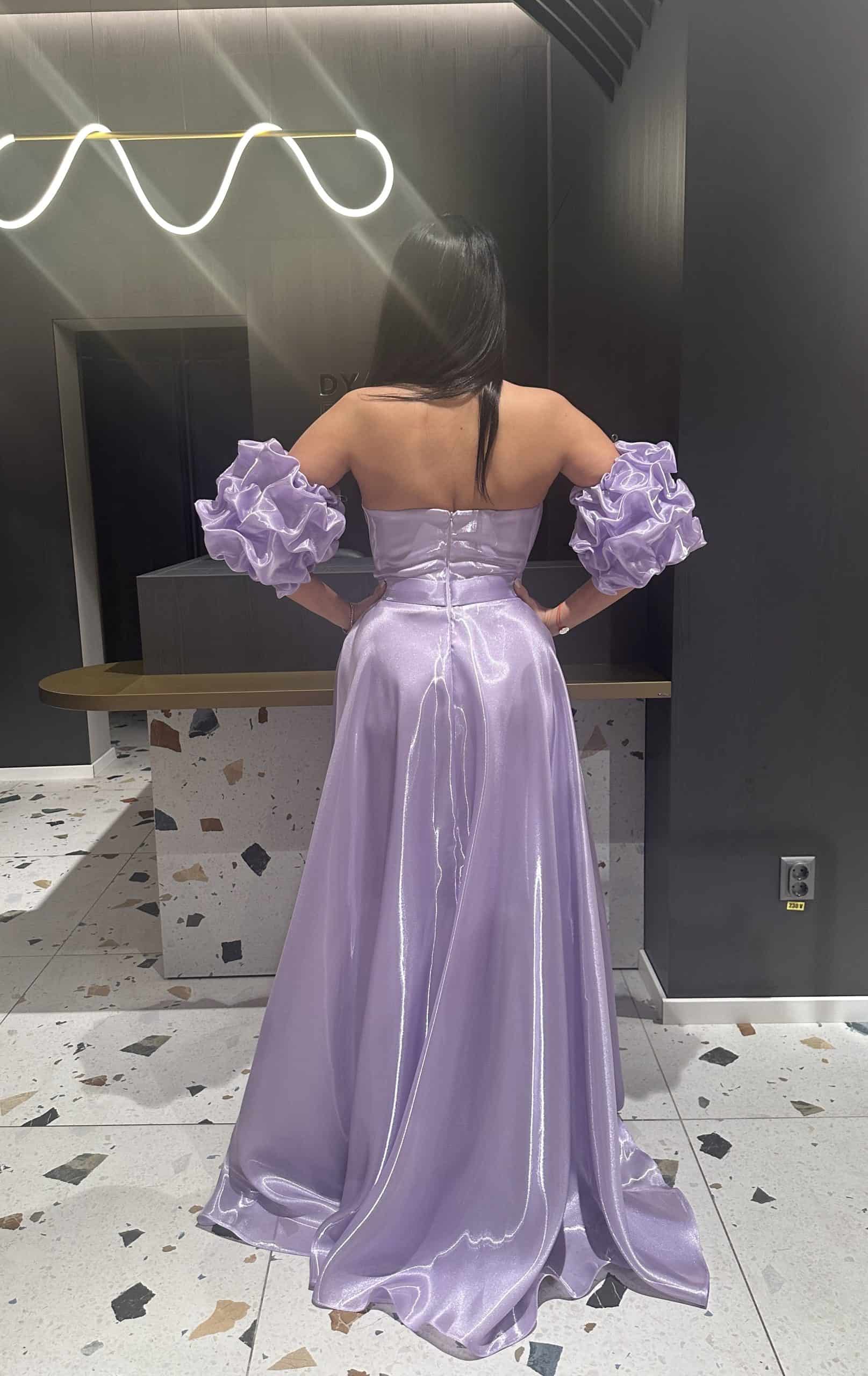 Rochie Princess Mov Maneca Detasabile DYA412 - imagine 5