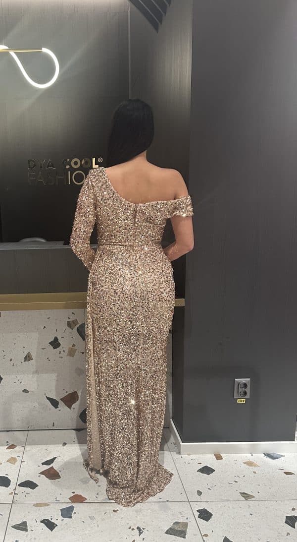 Rochie Lunga Cupru-Auriu DYA423 - imagine 5